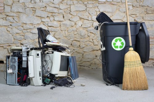 Bulky item and recyclable waste being prepared for removal in Bloomsbury